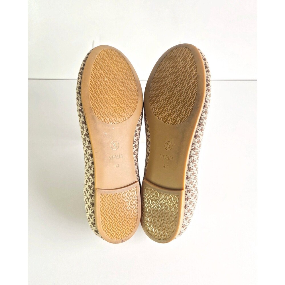 VIVAIA Claire Round Toe Flats Espresso Houndstooth Sz 43 11 Knit Comfort Brown - Picture 11 of 12